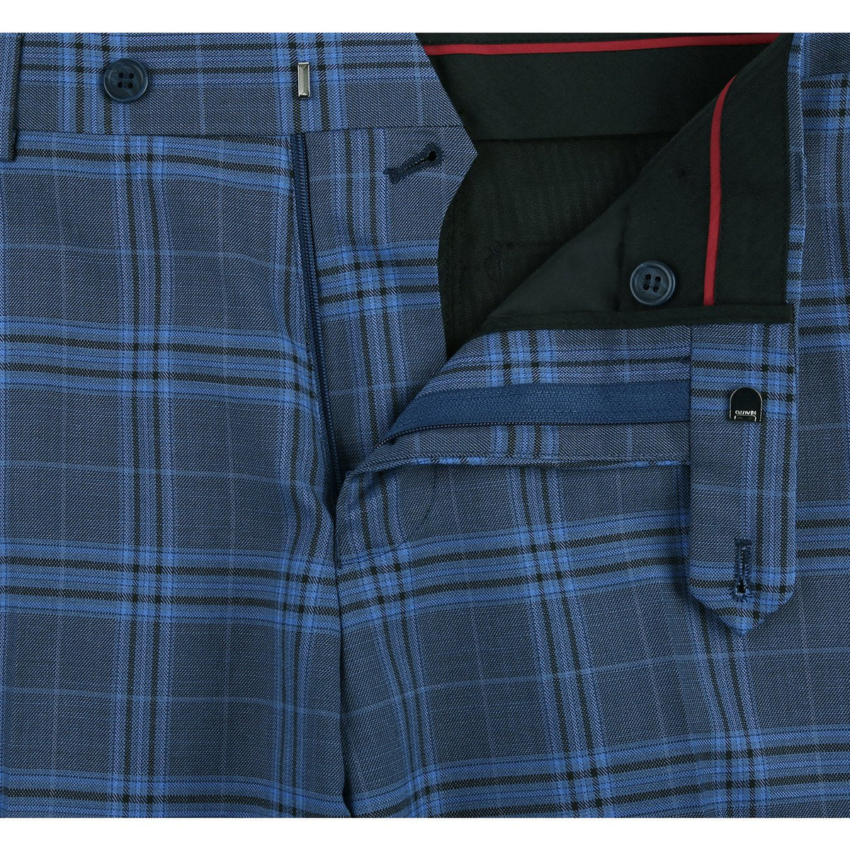 293-4 Men's 2-Piece Slim Fit Notch Lapel Stretch Windowpane Suit