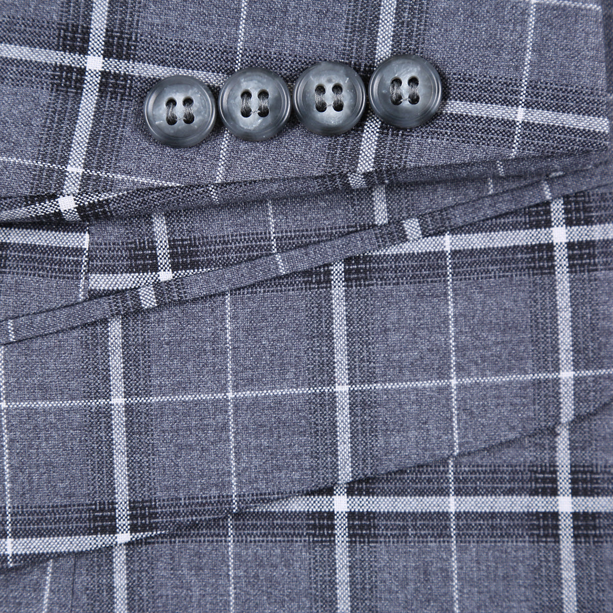 293-14 Men's Classic Fit Single Breasted Grey & White Check Suits