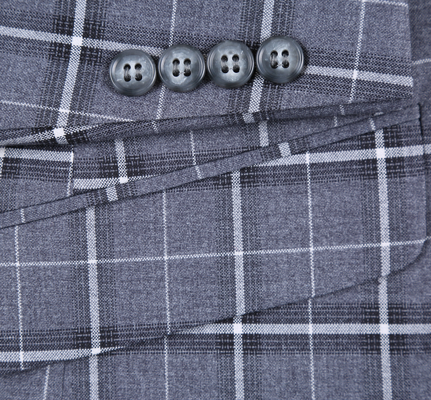 293-14 Men's Classic Fit Single Breasted Grey & White Check Suits