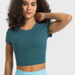 Round Neck Short Sleeve Cropped Sports T-Shirt