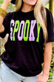 SPOOKY Round Neck Short Sleeve T-Shirt Black