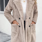 Fuzzy Button Up Long Sleeve Coat with Pockets