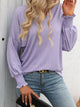 Mandy Textured Notched Lantern Sleeve T-Shirt Lilac