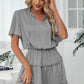 Tie Neck Frill Trim Short Sleeve Mini Dress