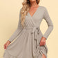 Long Sleeve Tie Waist Ruffle Hem Dress