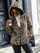 Leopard Zip-Up Hooded Jacket Camel
