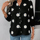 Daisy Notched Three-Quarter Sleeve Shirt