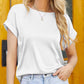 Boat Neck Short Sleeve Blouse