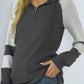 Shiny Waffle-Knit Raglan Sleeve Zipper Front Hoody