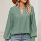 Eyelet Notched Long Sleeve T-Shirt