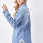 RISEN Button Up Distressed Denim Shirt