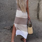 Slit Color Block Wide Strap Cover Up