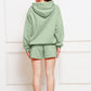 Drop Shoulder Long Sleeve Hoodie and Shorts Set