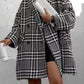 Houndstooth Collared Neck Long Sleeve Coat with Pockets