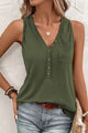 Pocketed V-Neck Wide Strap Tank Army Green