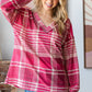 Heimish Plaid Drop Shoulder V-Neck T-Shirt