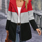 Color Block Zip Up Long Sleeve Hooded Outerwear