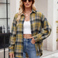 Mandy Pocketed Plaid Collared Neck Long Sleeve Shirt