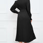 Round Neck Flounce Sleeve Pleated Dress