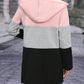 Color Block Zip Up Long Sleeve Hooded Outerwear