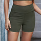 Exposed Seam Decorative Button Yoga Shorts