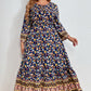 Melo Apparel Plus Size Bohemian Round Neck Maxi Dress