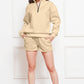 Half Zip Long Sleeve Sweatshirt and Drawstring Shorts Set