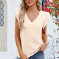 Ruffled V-Neck Cap Sleeve Blouse