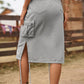 Drawstring Denim Cargo Skirt