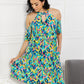 Sew In Love Full Size Perfect Paradise Printed Cold-Shoulder Dress