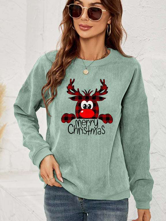 MERRY CHRISTMAS Graphic Sweatshirt Sage