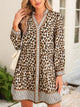 Leopard Print Striped Patchwork 3/4 Sleeve Loose Mini Dress Leopard