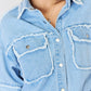 PEACE Raw Hem Dropped Shoulder Denim Top