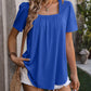 Mandy Ruched Square Neck Short Sleeve Blouse