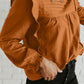 Ruffled Mock Neck Long Sleeve Blouse