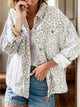 Leopard Button Up Long Sleeve Denim Jacket White