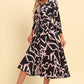 Printed Button Front Belted Midi Dress