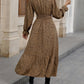 V-Neck Flounce Sleeve Ruffle Hem Dress