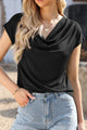 Cowl Neck Short Sleeve T-Shirt Black