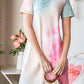 Tie-Dye Round Neck Short Sleeve Slit Dress