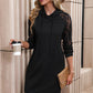 Lace Trim Long Sleeve Hooded Dress