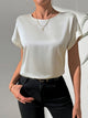 Round Neck Short Sleeve Blouse Light Gray