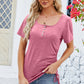 Ruched Square Neck Short Sleeve T-Shirt