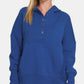 Zenana Half Snap Long Sleeve Hoodie with Kangaroo Pocket