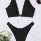 Textured High Cut Bikini Set