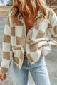 Checkered Snap Down Long Sleeve Jacket Dust Storm