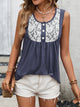 Ivy Lane Lace Contrast Scoop Neck Tank Dusty Blue