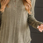 Ribbed Buttoned Long Sleeve Blouse