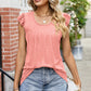 Ruffled Ruched Round Neck Tank