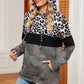 Leopard Drawstring Hoodie with Pocket